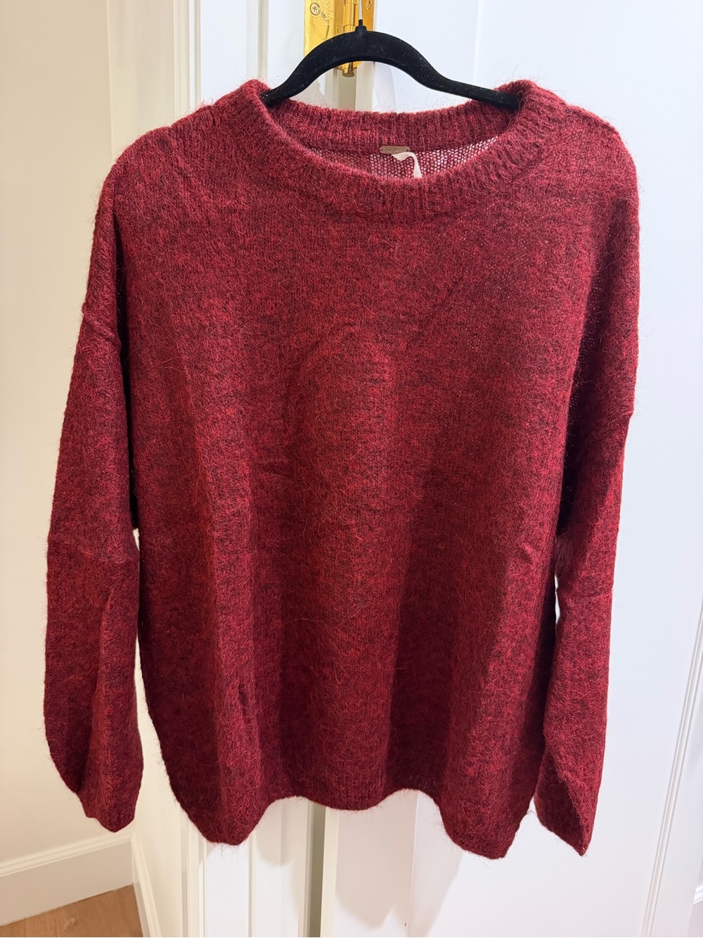 Free People Women's Crewneck Sweater in Rich Burgundy